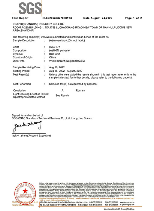 Relatório de detecção de taxa de bloqueio de luz SGS